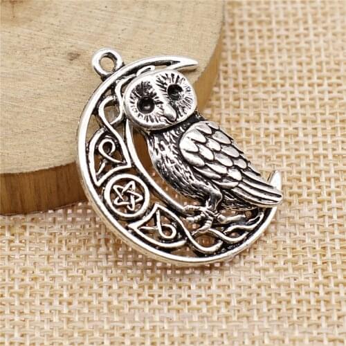 Charms for Jewelry Making Findings Handmade DIY Craft 4pcs Antique Silver Color 26x33mm Viking Owl Charms Pendant