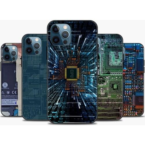 Phone Case for iPhone 12 11 Pro Max XR X 8 7 Plus Caso TPU Cover for iPhone XS Max SE 2020 Shell Main Board Circuit