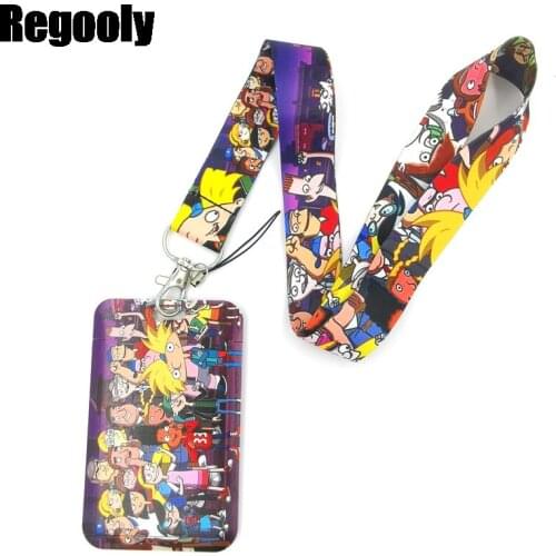 Funny Cartoon Characters Fashion Lanyard ID Badge Holder Bus Pass Case Cover Slip Bank Credit Card Holder Strap Card Holder