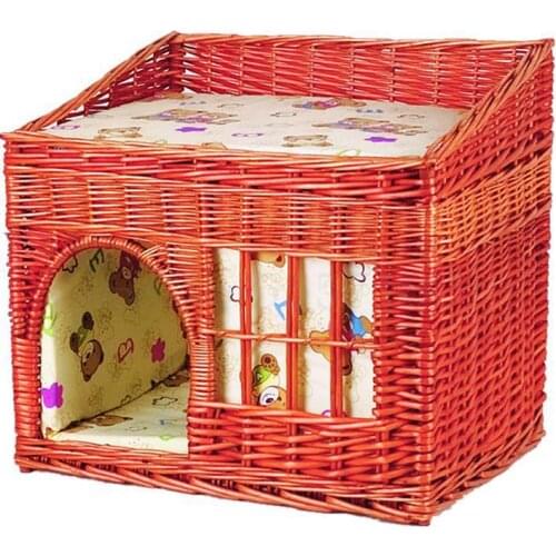 Rattan kennel winter warm closed large cat house cat house villa four seasons universal winter kennel small dog