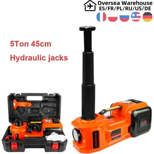 5T 45cm Car Jack Electric Hydraulic Jack Protable Tire Lifting Car Repair Mechanical Tools Inflator Flashlight Safe Hammer