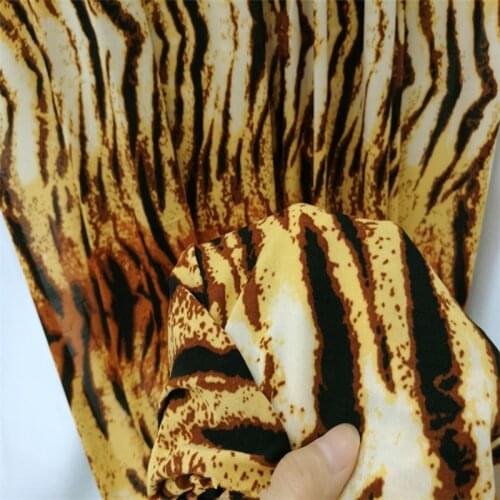 Elastic ice silk leopard tiger pattern printed cloth fabric for sewing dress swimsuit curtain table cloth DIY Materials 1meter