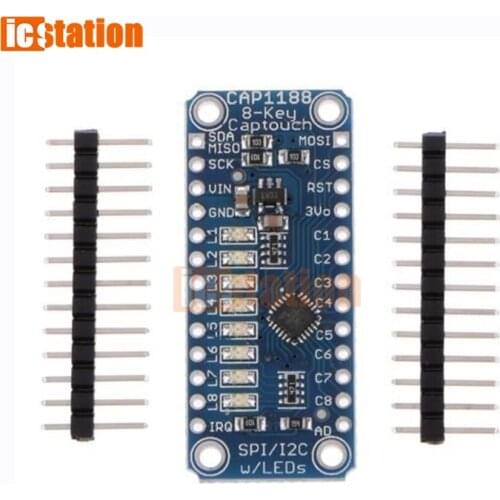 CAP1188 8 Key Capacitive Touch Sensor Module SPI I2C Captouch LED 8 Button / Key Interfaces 3V-5V for Arduino