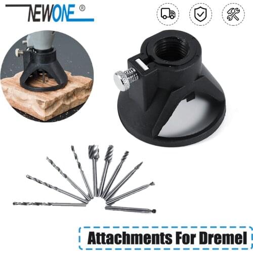 6Pcs HSS Wood Milling Burrs + 1pc M18X2 thread Drill Carving Rotary Locator Set + Drill Bit , Fits Dremel Rotary Tools