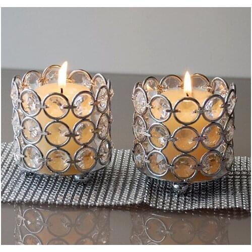 Hotsale 100Pcs H7cm*W7cm, Luxurious romantic birthday decoration, Crystal Votive Candle Holder, Wedding table Centerpiece