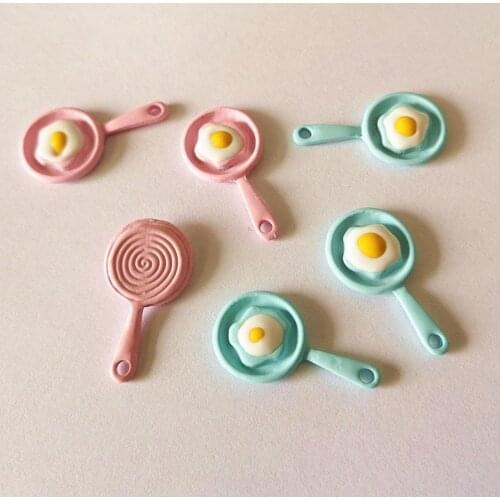 4pcs 14*26mm Resin Pan With Eggs Charms For Bracelet Necklace Pink Blue Mix Colors Pendant DIY Jewelry Accessory