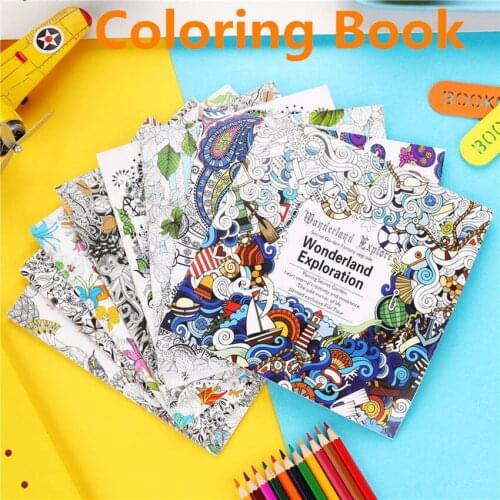 8 pcs 12 Pages Animal Kingdom English Edition Coloring Book For Children Adult Relieve Stress Kill Time Painting Drawing Books