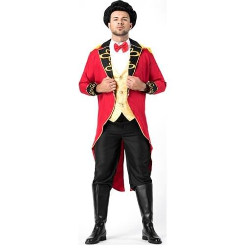 Hallloween Man Ringmaster Costume Circus Lion Tamer Tuxedo Uniform Deluxe MagicianFantasia Fancy Dress