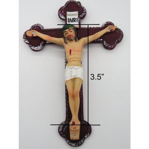 Catholic 3.5 Inch Resin Jesus Christ on INRI Cross Wall Crucifix Home Chapel Decoration Sculpture Free shipment