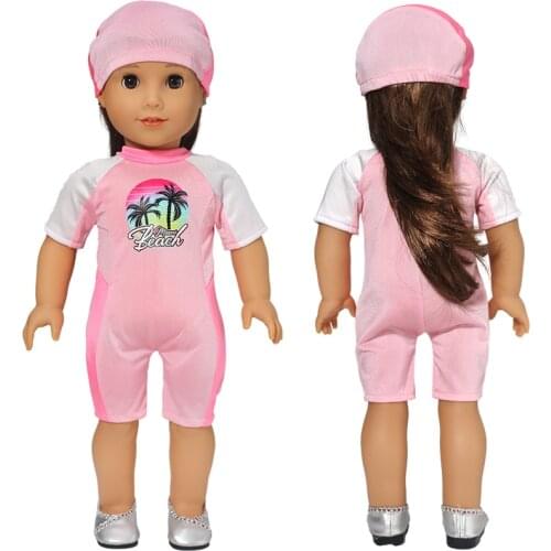 18" Girl Doll Clothes Hat SetSwimsuit Surfing Wear Baby Doll Outfits Toys Clothing Children Gift