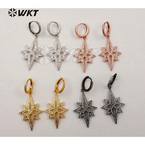 ME022 WKT Fashion Charming Geometic Shape Drop Earring With Cubic Zircon Micro Pave Earring For Women Jewelry Drop Earring