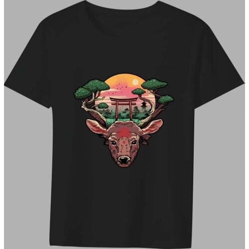 Mens Classic T-shirt Casual Black Japanese Pattern Printing Series Short-sleeved Shirt O-neck Comfortable Shirt for Young Men