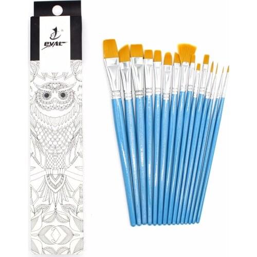 Eval 15pcs Painting Brush Set Nylon Hair Paint Brushes Acrylic Paintbrushes for Oil Watercolor