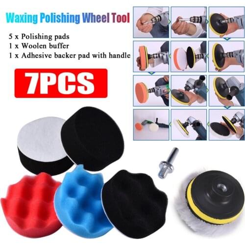 7pcs 8CM Polishing Buffing Pad Kit for Auto Car Polishing Wheel Kit Buffer With Drill Adapter Car Removes Scratches
