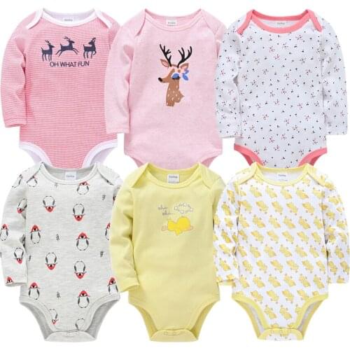 0-12Months Baby Rompers Newborn Girls Boys 100%Cotton Clothes of Long Sheeve 3 6 Pcs Infant Clothing Pajamas Overalls