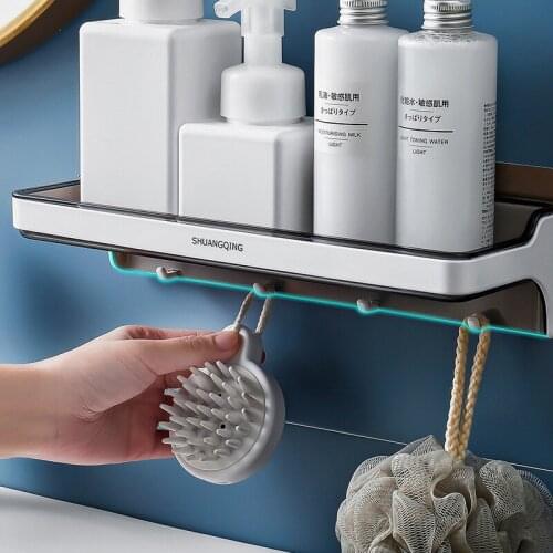 Punch-free Bathroom Shelves with Hook Wall-Mounted Bathroom wall storage rack Bathroom Organizer Storage Rack Accessories