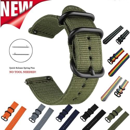 20mm 22mm strap For Samsung watch Galaxy 4/3/46mm/Active 2/Gear S3/amazfit Nylon nato watchband bracelet Huawei GT/2/2E/Pro band