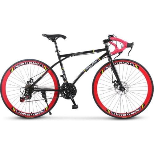Road Bike Shifting Handlebar Fixed Gear 26 inch 6/24 speed Double Disc Brake Student Adult Net Red Bicycle