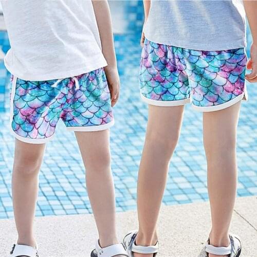TELOTUNY Shorts Kids Girls Boys Mermaids Running Athletic Beach Shorts Workout Yoga Sports Pants Summer Outdoor Beach Shorts