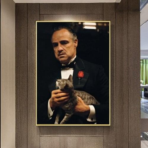 Modern Godfather Portrait Movie Posters and Prints Wall Art Canvas Painting Wall Hanging Cat Pictures Cuadros Home Decoration
