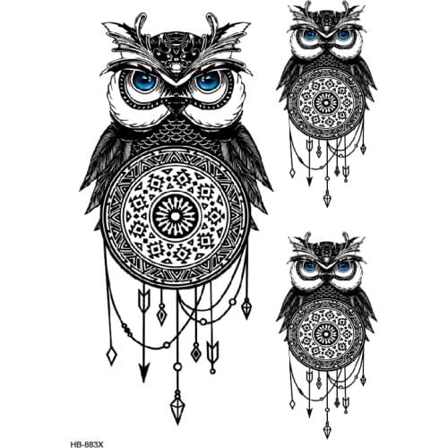 Owl Feather Waterproof Temporary Tattoo Sticker Flowers The Flash Tatoo Tatouage Temporaire Henna Tattoos Fake Tattoo Men