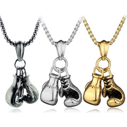 SUMENG New Classic Boxing Gloves Pendant Necklace Gold Black White Boxing Gloves Mens Pendant Necklace Gifts 2019