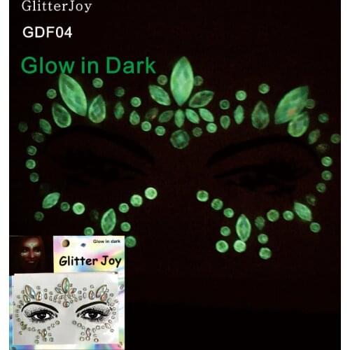 GDF04 1Pc Glow in Dark Luminous Face Jewel Body Decor Night Club Festival Party Body Gems Rhinestone Sticker