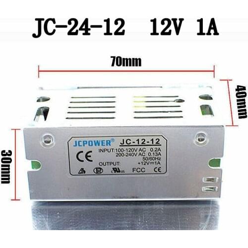50pcs/pack Switch Power Supply Driver Output DC12V 1A 12W for LED Strip Light Lamp