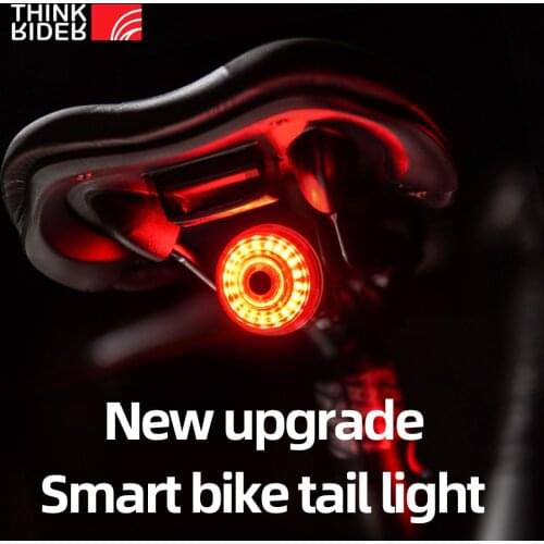 ThinkRider Bike tail light bicycle Smart Auto Brake Sensing Light flashing USB charging night ride waterproof