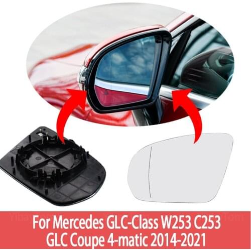 1pcs Replacement Wing Mirror Glass Left & Right for Mercedes GLC-Class W253 C253 GLC Coupe 4-matic 2014-2021 Heated