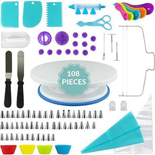 108pcs Pastry Nozzles Cake stand Pastry Bag Converter Cleaning Brush Baking Tools Cake Decorating Tips Set