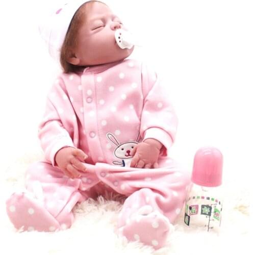 20 Inch 50cm Reborn Doll Pink Girl Eyes Closed Cute Rebirth Baby Reality Bebe Dolls For Kids Toy Childrens Playmate
