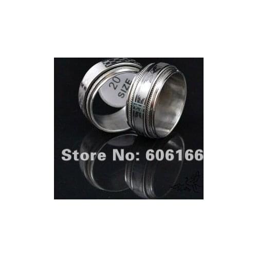 30x 10mm Silver Tone Spinner Band Ring Stainless Steel Rings Fashion Jewelry