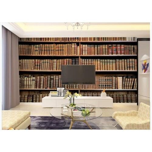3d wallpaper 3d murals wallpaper for walls 3 d bookcase mural Vintage books study art TV setting wall shelf wall room wallpaper