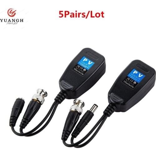 5 Pairs 2MP Passive Balun RJ45 CCTV Balun Video Balun Transceiver Supply Power For Security CCTV Camera