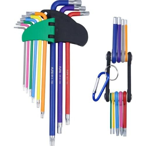 9Pcs Hex Key Color Coded Ball-End Hex Allen Key L Wrench Set Torque Long Metric With Sleeve Hand Tools Bicycle Accessories Tools