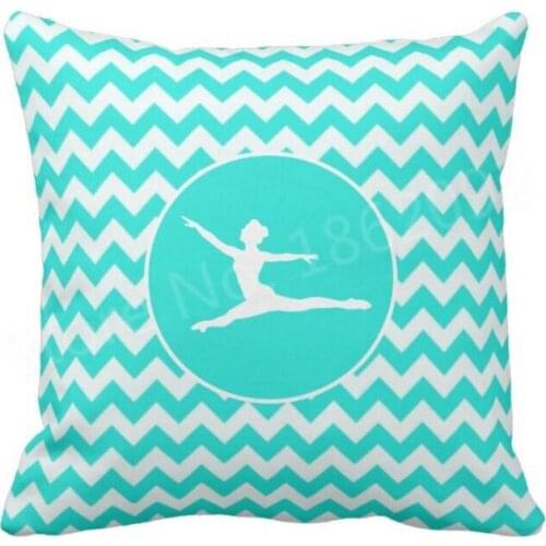 Turquoise Ballet Chevron Throw Pillow Case Mint Zigzag Dancing Ballerina Cushion Cover Aqua Blue Dancer Chair Seat Home Decor