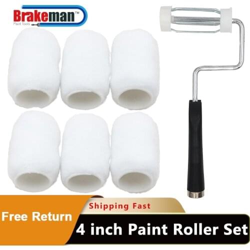 BRAKEMAN 3Pcs 4 inch paint Roller Cover for Painting Dry 100mm White Polyester Painting DIY Tools Replaceable roller brush