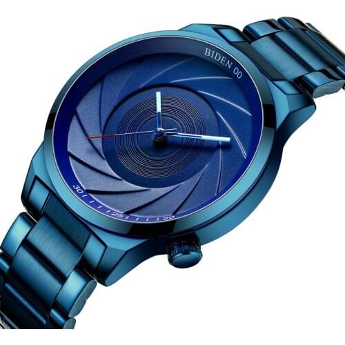 BIDEN Luxury Men Business Watches Fashion Black Belt Watch Sport Watch Male Quartz Wristwatch Classic Quartz Watch 0109