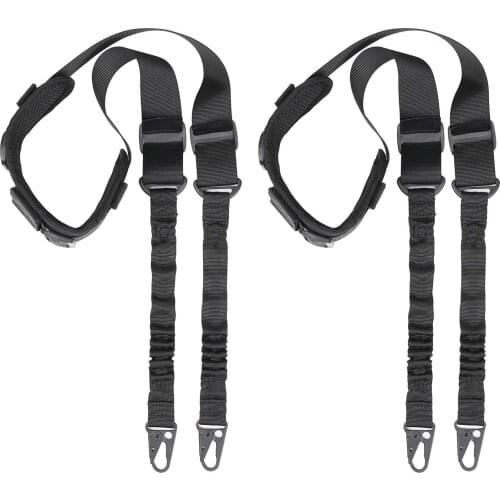 Two Points Rifle Sling with Length Adjuster Traditional Sling with Metal Hook for Outdoors（Black 2 Pcs)