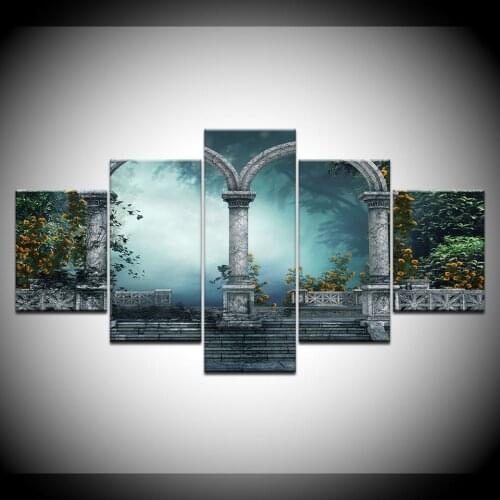 Canvas Painting Classic retro arch in garden 5 Pieces Wall Art Painting Modular Wallpapers Poster Print living room Home Decor