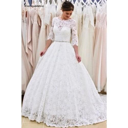 2020 Full Lace Open Back Wedding Dresses Long Sleeve Wedding Gowns Bridal Dress Robe De Mariee Vestido De Noiva