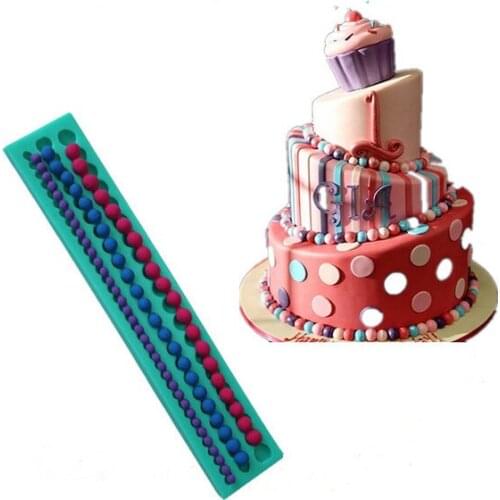 DIY Hot 3D Round Beads Shape Pearl String Silicone Cake Fondant Cookie Candy Pancake Chocolate Mold Cake Decoration Baking Tool
