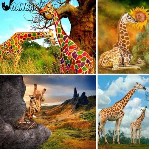 Cute Giraffe Diamond Painting Forest Cross Stitch Embroidery Grassland Scenery Mosaic 5D Diy Hand Inlaid Home Decoration Design