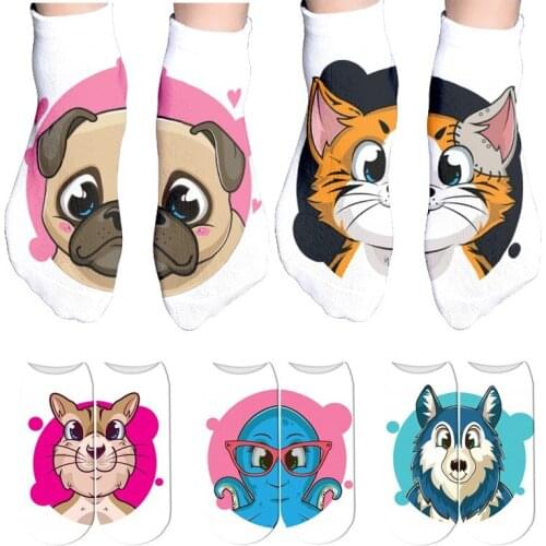 Kawaii Cute Dogs Funny Socks Casual Cartoon Socks Unisex Low Cut Ankle Socks Calcetines Mujer Fashion Female Short Socks