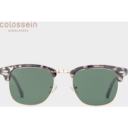 COLOSSEIN Polarized Sunglasses Men Women Vintage Half-Frame Sun Glasses Handmade Retro Glasses Brand Designers UV400 Eyewear