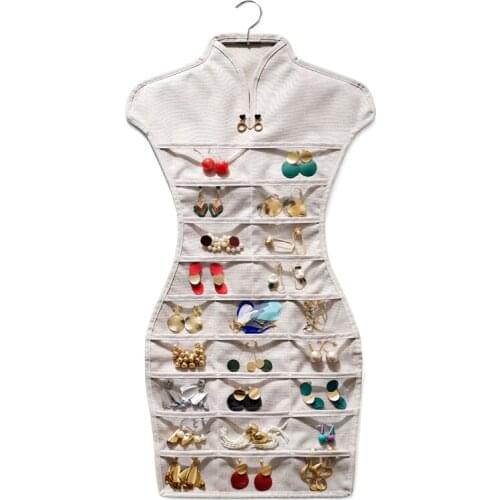 16 Pockets Wall Mounted Wardrobe Hang Organizer Jewelry Storage Bag Earring Rings Bracelets Storage Bag