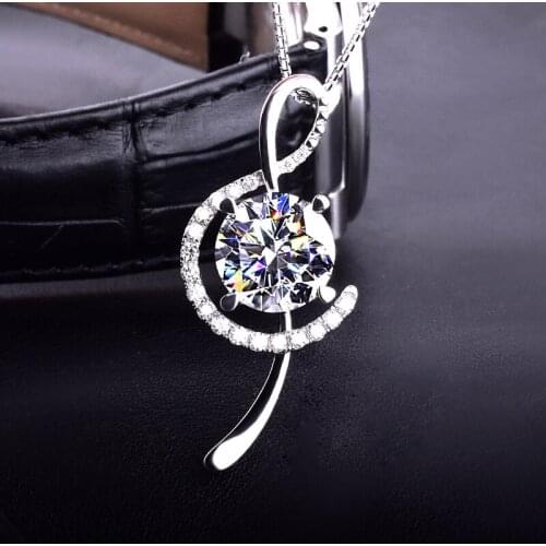 New Fashion Musical Note Pendant Necklace Inlay Dazzling Crystal Zircon Fine Jewelry For Women Wedding Charm Valentines Day Gift