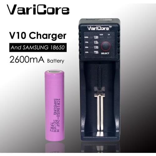 New VariCore V10 1.2V 3V 3.7V 3.85v 4.35v 18650 18340 26650 18500 nik lithium battery Charger+ 2600mAh battery