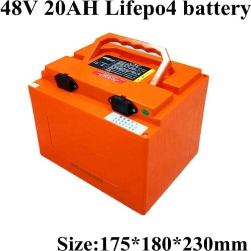New 48V 20Ah Lifepo4 Battery Pack with Waterproof ABS Case Built In Bms for 48V 20ah Electric Bike Scooter+58.4v 3A Charger